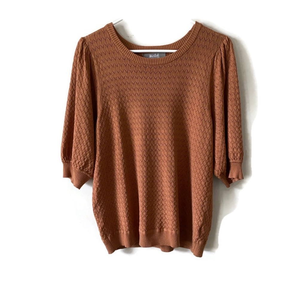 Marled 3/4 Ballon Sleeve Sweater Rust size M